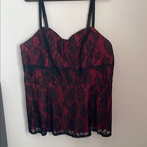 Torrid Red and Black Peplum Camisole Bustier